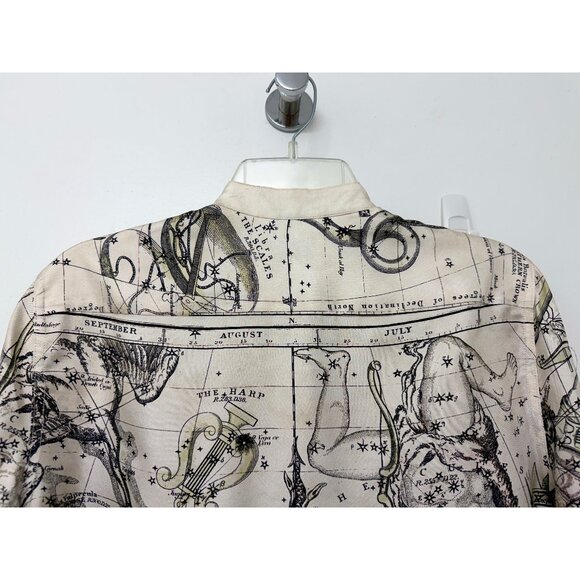 Rosetta Getty Astrology Zodiac Signs Map Print Silk Shirt Blouse Beige 2022 6 - Picture 13 of 16